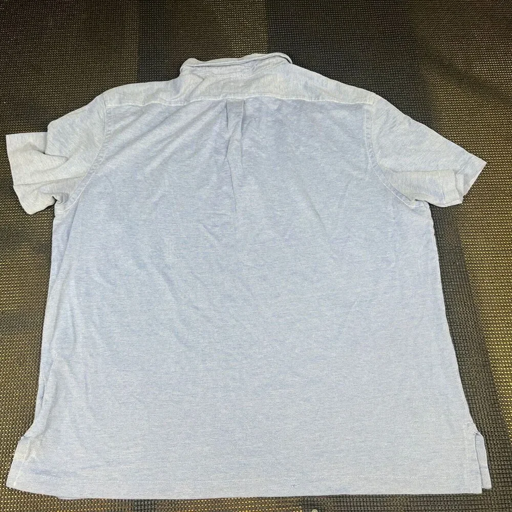 Ralph Lauren Mens Golf Shirt XL Solid Blue‎ Knit Oxford Short Sleeve Classic
